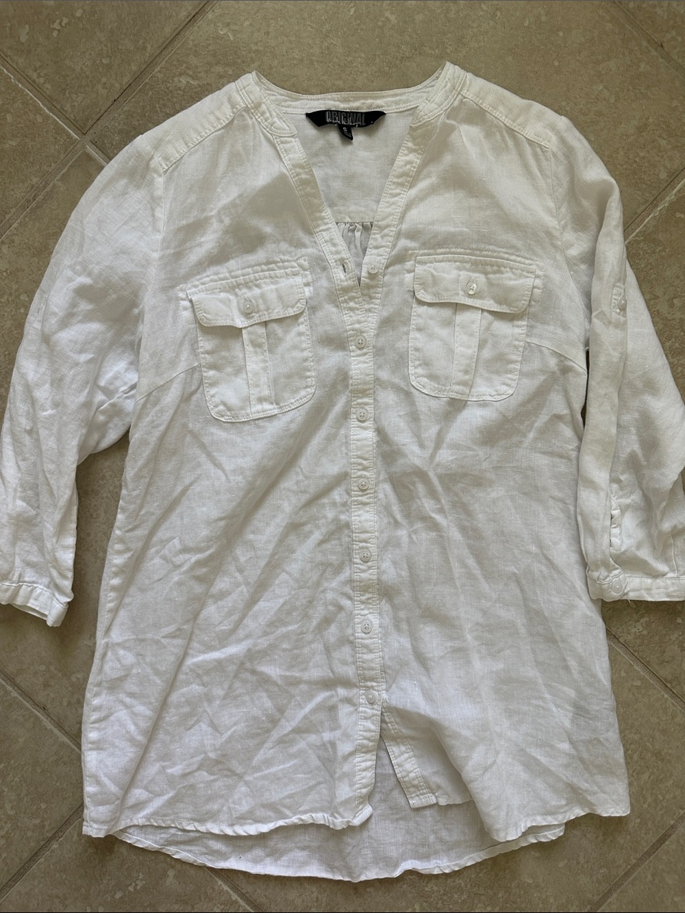 Nicole Miller White Lightweight Linen Shirt Jacket